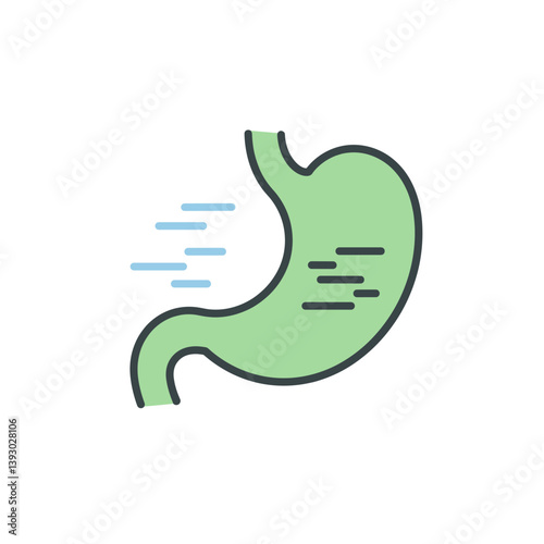 Gastric Illustration: A meticulously designed illustration of a healthy stomach, showcasing its internal structure and function, representing the essence of digestive health in vibrant colors.