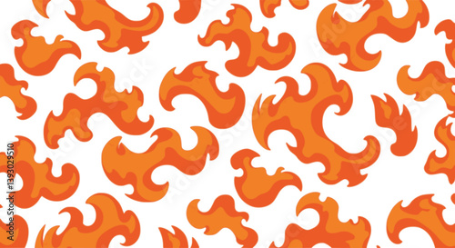 Groovy Orange Flame Seamless Pattern. Abstract Fire Vector Background in 1970s Hippie Retro Style. fire png