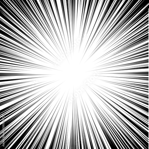 Radial speed lines. The effect of rapid movement or explosion. Manga speed frame.
