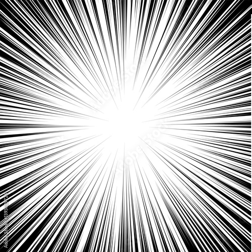 Radial speed lines. The effect of rapid movement or explosion. Manga speed frame.
