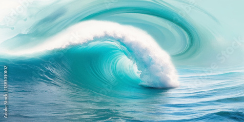 Photography Watercolor surface ocean water wave, seamless blue water ocean wave background