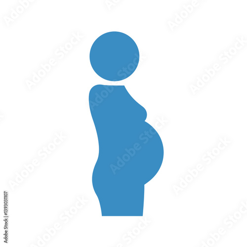 Pregnancy Icon: A minimalist icon of a pregnant woman, rendered in solid blue, symbolizing anticipation, life, and the miracle of childbirth.