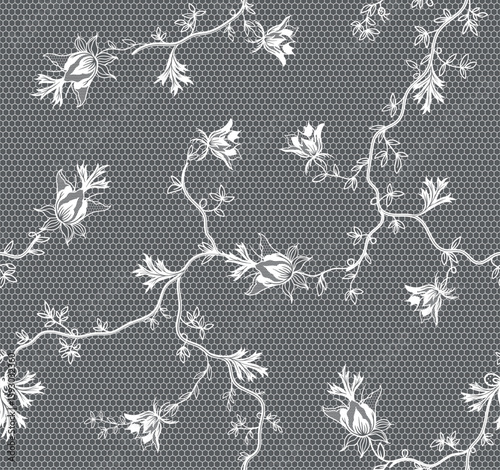 seamless lace floral ornament, vector illustration	