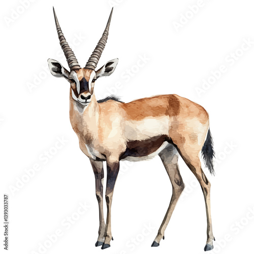 Roan antelope, watercolor illustration, isolated on a white background.

