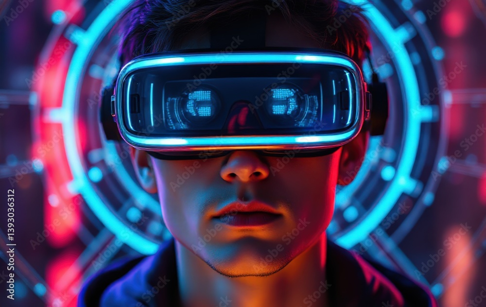 Young Person Engaged in Virtual Reality Experience Young Person Engaged in Virtual Reality Experience