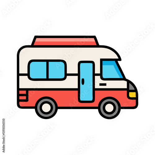 camping van colored icon isolated on transparent background 
