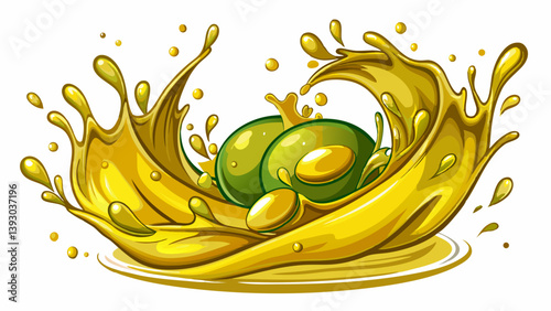 Fresh olive oil dynamic splash isolated on white background