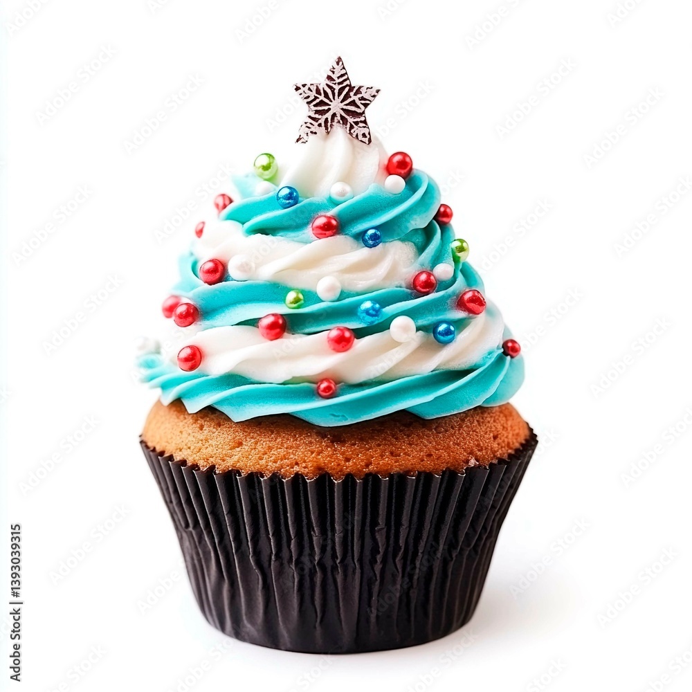festive cupcake isolated on white background.
festive cupcake isolated on white background.
