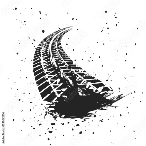Grunge tire tracks. Speed and dynamics. Tire print. Black tire tracks. Spirit of freedom. Element of your design.