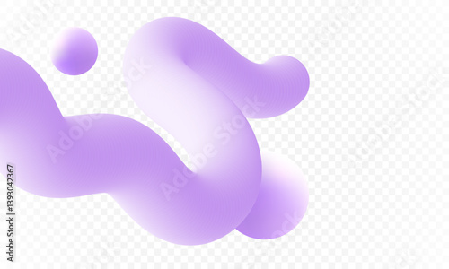 Abstract purple 3D fluid shapes on a transparent background. Smooth, organic, and modern design element.
