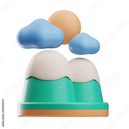3D Illustration Mountain and Clouds