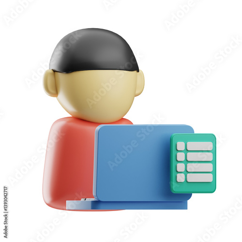 3D Illustration of a User with Laptop