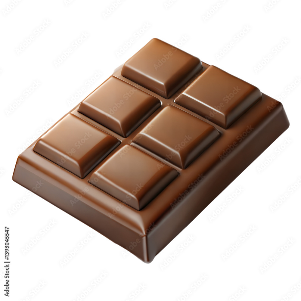 3d dark chocolate bar isolated on transparent background.