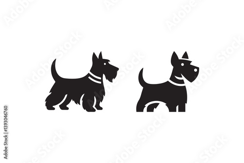 simple scottish terrier dog silhouette icon vector isolated in white background