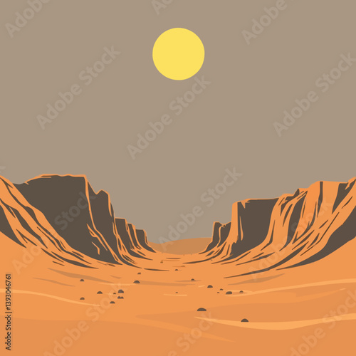 Vast Desert with Rocky Cliffs