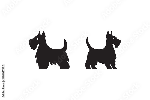 simple scottish terrier dog silhouette icon vector isolated in white background