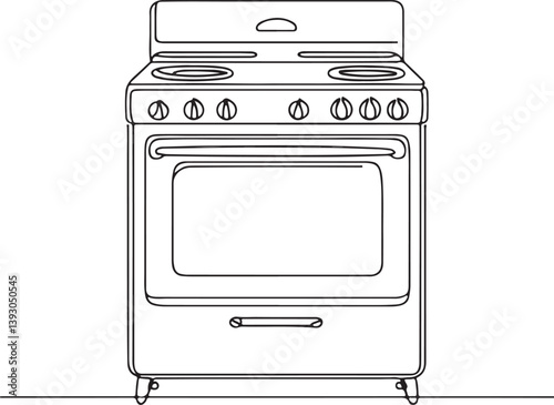 Stove Line Drawing on White Background