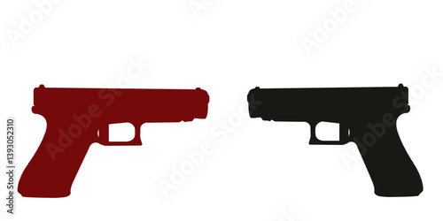 Vector Illustration Set of Glock Handguns sillhouette in Different Styles, this set ideal for educational, infographic, or creative design purposes