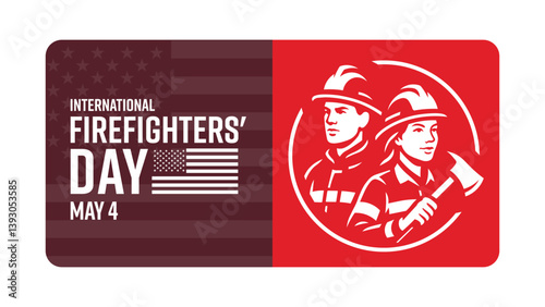 International Firefighters' Day. May 4. Vector illustration. Holiday banner, card, poster and background template.