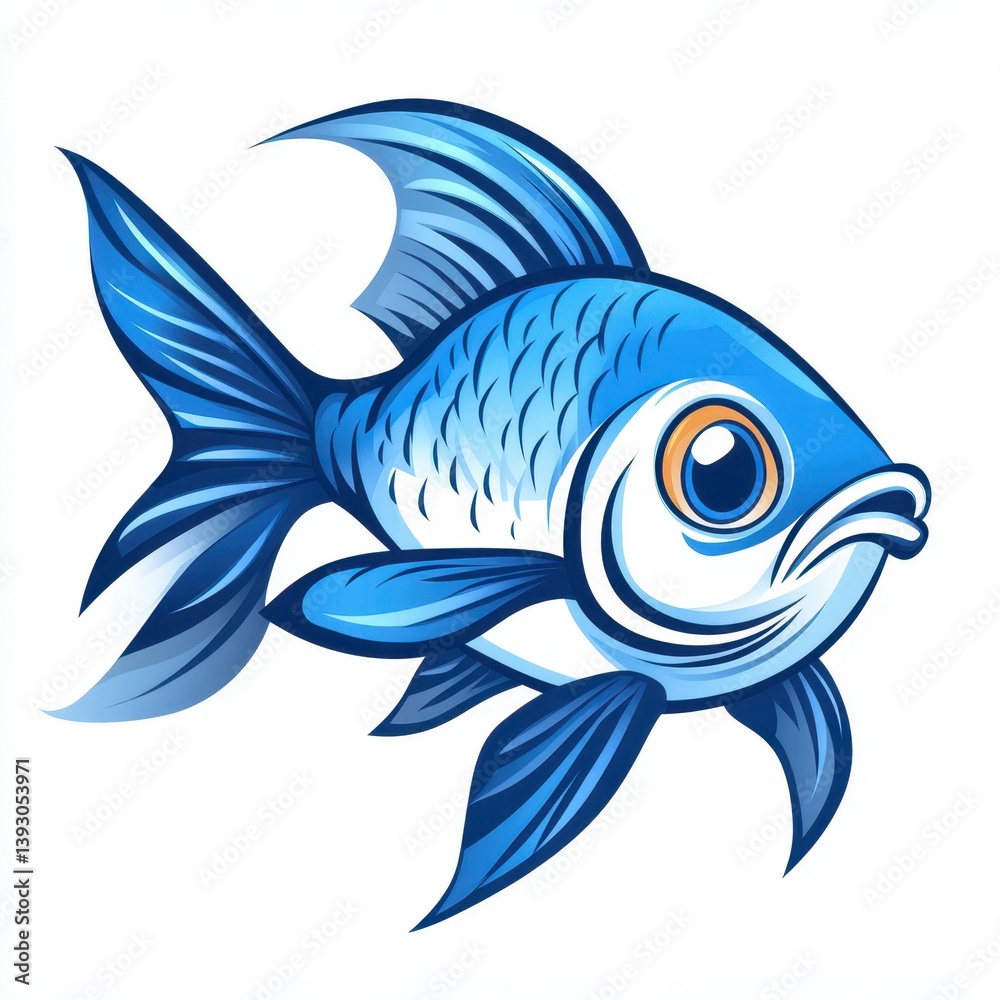 Naklejka premium Colorful blue fish swimming gracefully in a vibrant underwater environment