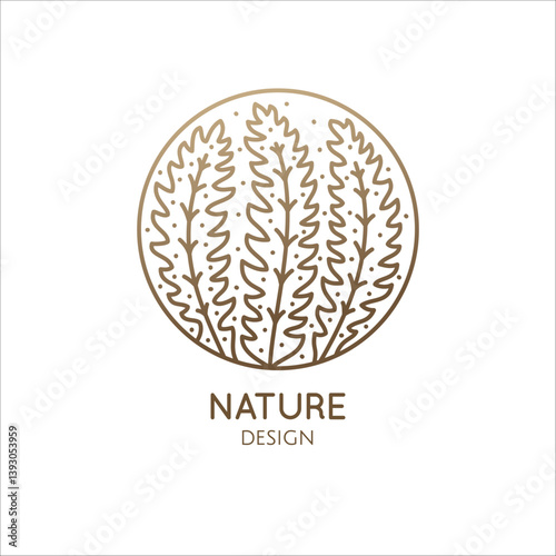 Herbaceous plant logo. Vector abstract badge for design of natural products, flower shop, cosmetics, ecology concepts, health, spa, yoga
