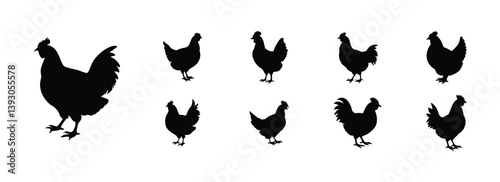 chicken silhouettes on a white background.