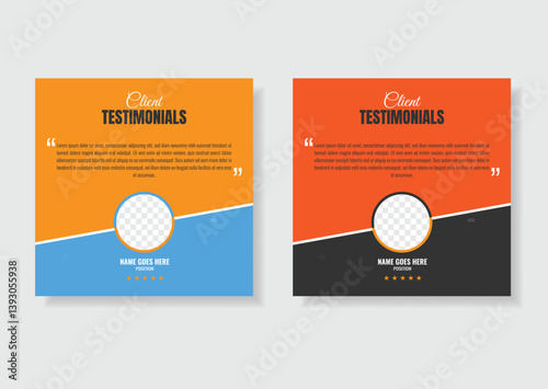 Testimonials or review by customer and post for social media, web banner template layout.