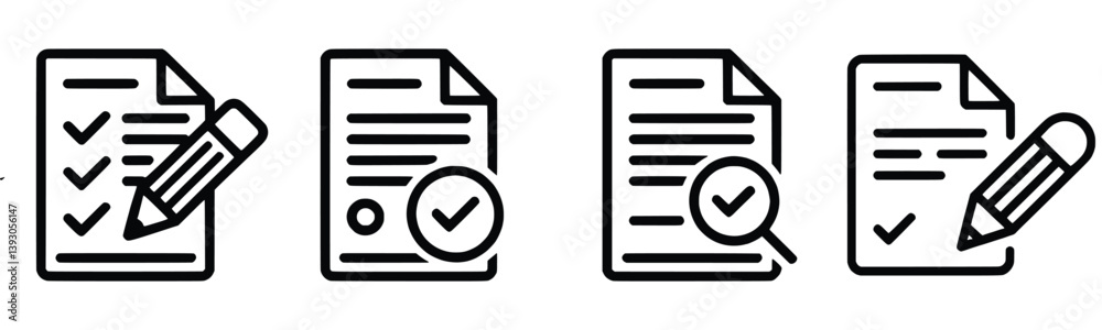 Checklist Document With Tick Marks Approval Concept In Line Art Illustration Checklist Document With Tick Marks Approval Concept In Line Art Illustration