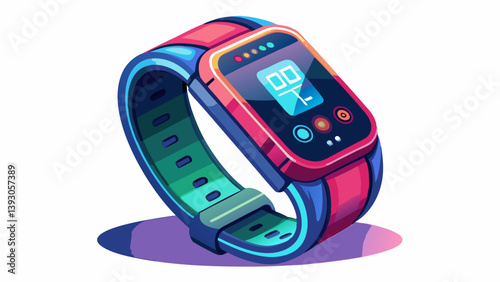 Close-up shot of a digital fitness tracker isolated on white background