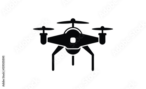 Civilian aerial drone icon silhouette, Civilian aerial drone flat icon for apps and websites 