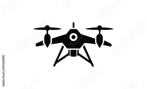 Civilian aerial drone icon silhouette, Civilian aerial drone flat icon for apps and websites 