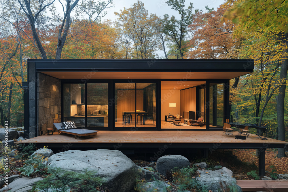 Stylish Modern Home with Outdoor Deck and Greenery