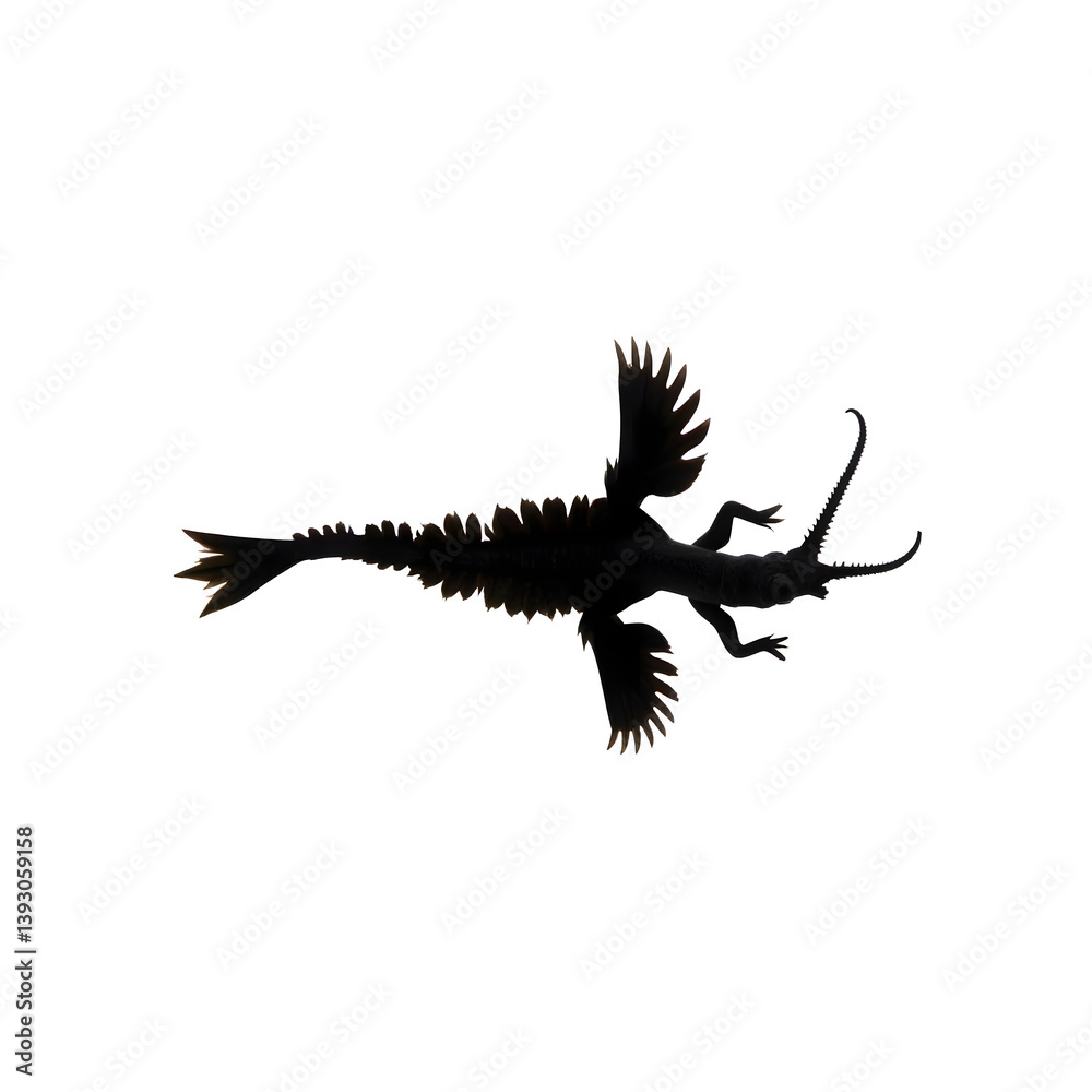 Ancient Sea Creature Silhouette on White Background Ancient Sea Creature Silhouette on White Background