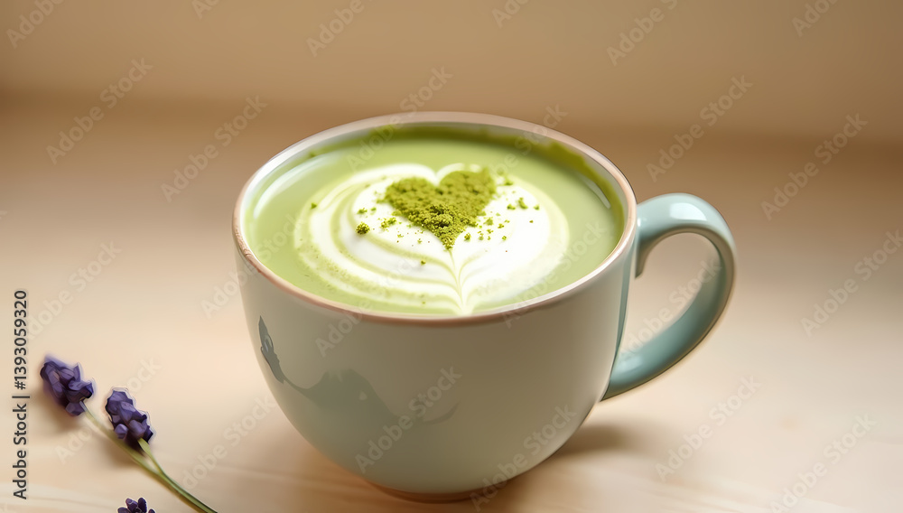 Organic Matcha Latte with Heart-Shaped Foam Art - A Perfect Green Tea Drink for Wellness and Relaxation in a Cozy Home Cafe Setting Organic Matcha Latte with Heart-Shaped Foam Art - A Perfect Green Tea Drink for Wellness and Relaxation in a Cozy Home Cafe Setting