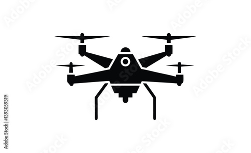 Civilian aerial drone icon silhouette, Civilian aerial drone flat icon for apps and websites 