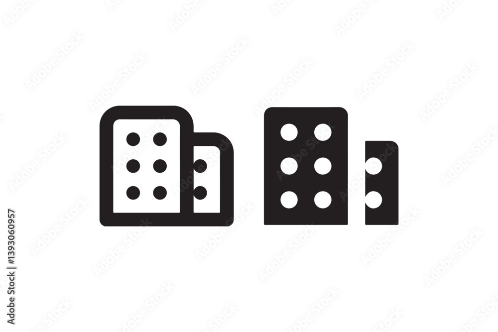Domino tiles icon in outline and solid style vector Domino tiles icon in outline and solid style vector