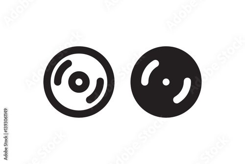 Vinyl record icon in outline and solid style vector