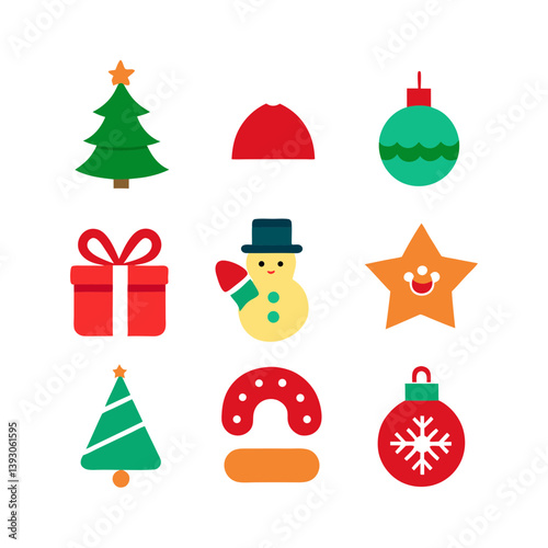 9 Set Christmas icon vector illustration