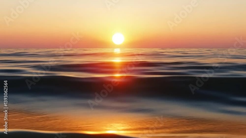 Golden Sunset Over Calm Ocean Waters: A Serene Seascape