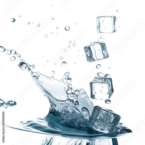 ice cube falling into water