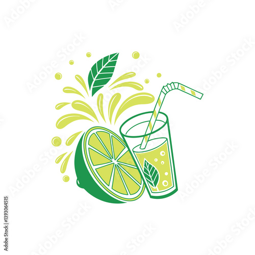 fast food and drinks logo related to pizza, lemon and orange juice 