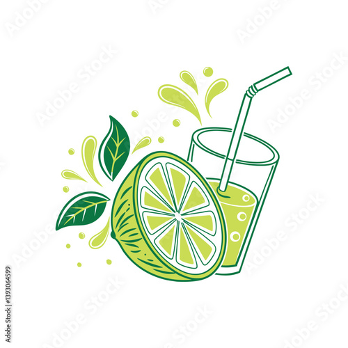 fast food and drinks logo related to pizza, lemon and orange juice 