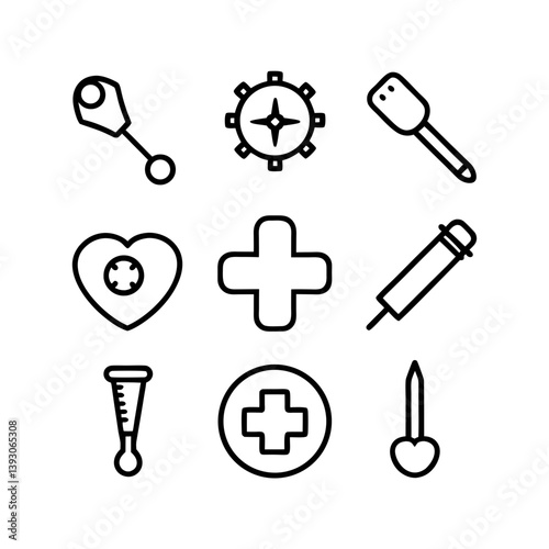 A set of medical tools line art illustration