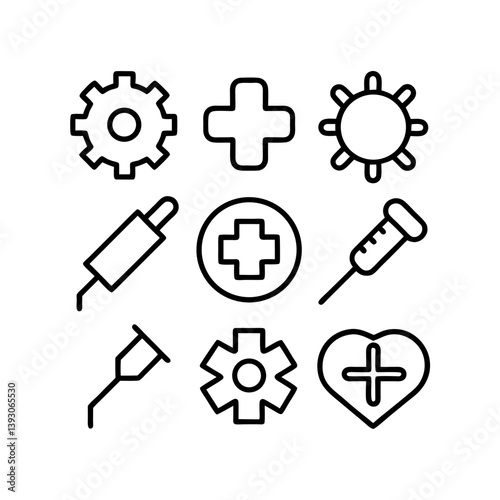 A set of medical tools line art illustration photo