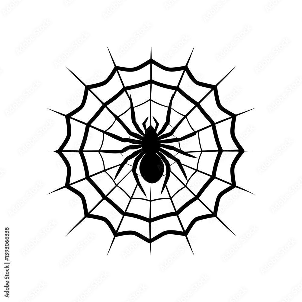 Obraz premium A Spider is making a web silhouette illustration