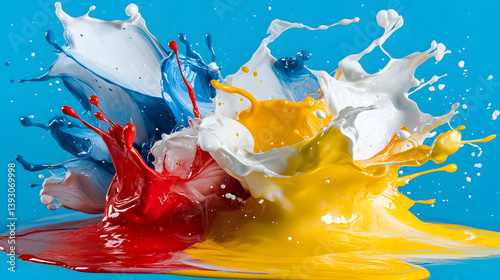 A splash of paint with red, yellow, and blue colors