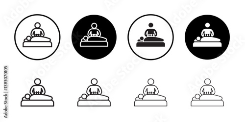 Acupuncture therapy icon outline collection or set in black and white