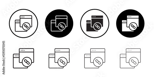Backlink icon outline collection or set in black and white