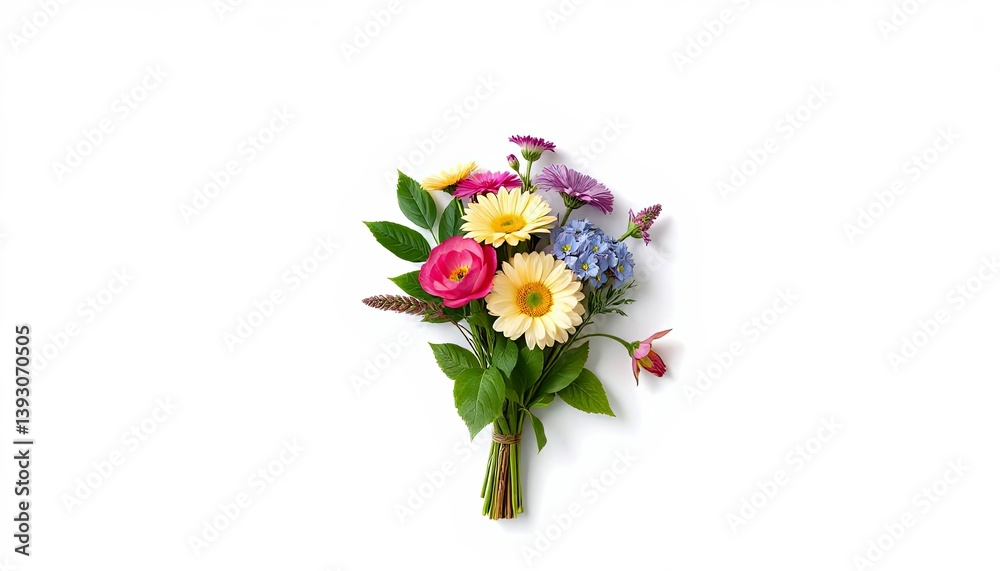 Obraz premium Mixed bouquet of various combinations of beautiful flowers on a white background 