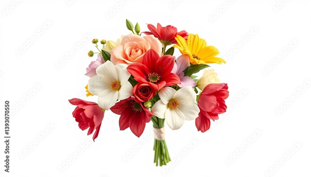 Mixed bouquet of various beautiful flowers on a white background Mixed bouquet of various beautiful flowers on a white background